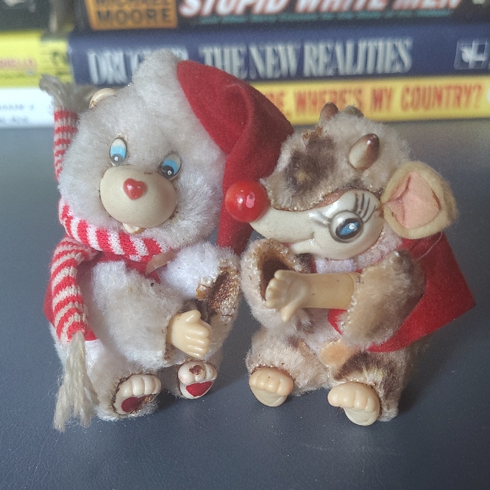 Vintage Christmas Bear and Mouse Figurines